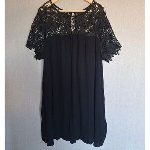 💙 Lane Bryant Gauze Crochet Wide Flowy Pocket Dress Medium Thickness Size 22 Fa